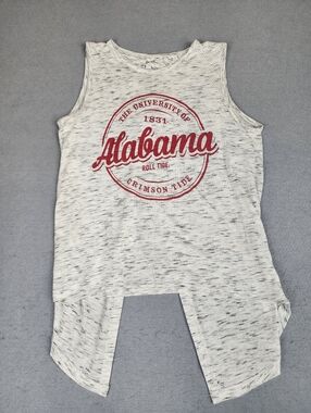 University of Alabama Crimson Tide White & Crimson Tank Top  Small Asymmetrical